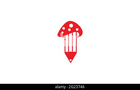 Abstrakter Bleistift mit Pilz-Logo Symbol Vektor Symbol Illustration Grafik-Design Stock Vektor