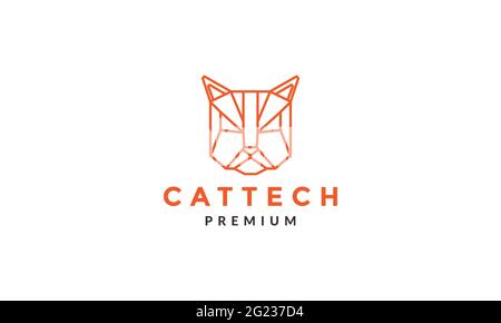 Linien geometrische Kopf Katze tech Logo Symbol Symbol Vektor Symbol Illustration Grafik Design Stock Vektor