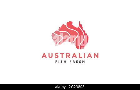 australien Karte mit Sushi Fisch Logo Symbol Vektor Symbol Illustration Grafik Design Stock Vektor