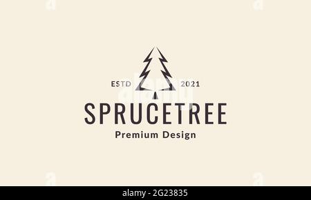 Hipster Kiefer oder Fichte Logo Symbol Vektor Symbol Illustration Grafik Design Stock Vektor