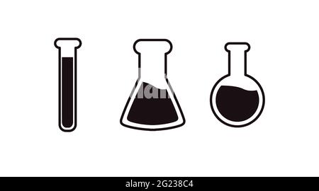 Science Container Set. Vektor isolierte Schwarz-Weiß-Darstellung verschiedener Science Container Stock Vektor
