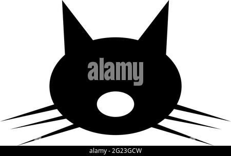 Niedlicher Katzenkopf, Tierflüstergesicht. Abbildung des Symbols für flache Vektorgrafik. Einfaches schwarzes Symbol auf weißem Hintergrund. Niedlicher Katzenkopf, Tier Whiskers Gesichtsschild Stock Vektor