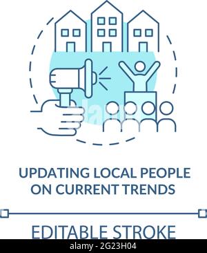 Aktualisieren der lokalen Bevölkerung über das Symbol für das Konzept „Aktuelle Trends“ Stock Vektor