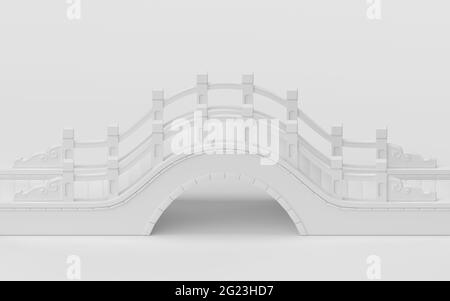 Bogenbrücke mit weißem Hintergrund, 3d-Rendering. Digitale Zeichnung des Computers. Stockfoto