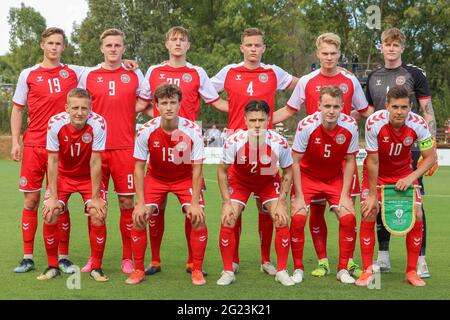 Marbella, Spanien. Juni 2021. Die Startlinie Dänemarks für das Fußballfreund zwischen der Republik Irland U21 und der dänischen U20 im Fußballzentrum Dama de Noche in Marbella. (Bildnachweis: Gonzales Photo - Rune Mathiesen). Stockfoto