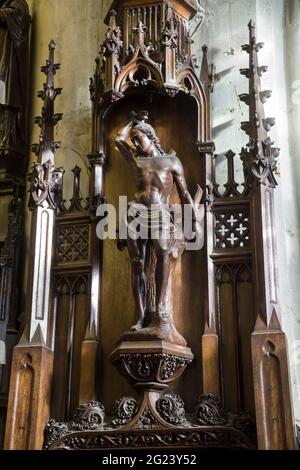 Pont l'Eveque (Normandie, Nordwestfrankreich): Holzkirche in der Kirche Saint Michel (St. MichaelÕs Kirche), Gebäude als National registriert Stockfoto