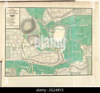 Belagerungszustand von Mons, 1709; Plan De La Ville De Mons et Ses Umgebung. Karte der Belagerung und Einnahme von Mons (Bergen) durch die Alliierten, 25. September - 22. Oktober 1709. Karte der Verstärkungen der Stadt Mons. Oben links der Titel und die Legende A-i.. Teil einer Sammlung von signierten Plänen von erweiterten Orten in den Niederlanden und den umliegenden Ländern zur Zeit des Spanischen Erbfolgekrieges (Teil D). Stockfoto