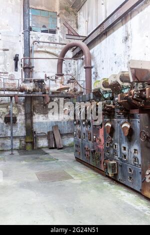 FRAY BENTOS, URUGUAY - 18. FEB 2015: Das Innere einer ehemaligen Fleischfabrik, heute Museum der industriellen Revolution. Stockfoto