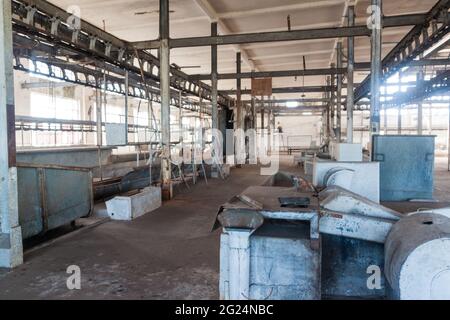 FRAY BENTOS, URUGUAY - 18. FEB 2015: Das Innere einer ehemaligen Fleischfabrik, heute Museum der industriellen Revolution. Stockfoto