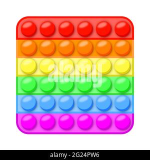 Antistress Spielzeug Pop it Spiel. Bunte Silikonblasen. Vektorgrafik Stock Vektor