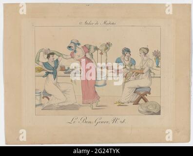 Le Bon Genre, 1817, Nr. 28: Atelier der Schneiderinnen. Atelier Sauger. Stockfoto