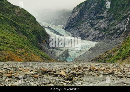 Franz Josef Gletscher im Westland Tai Poutini Nationalpark an der Westküste von South Island, Neuseeland Stockfoto