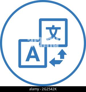 Language Translation Icon wird bei der Gestaltung und Entwicklung von Websites, kommerziellen, Printmedien, Web oder jeder Art von Design-Projekt verwendet. Vektorgrafik Stock Vektor