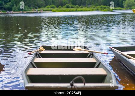 Boote im Lower Tahquamenon Falls State Park auf der Upper Peninsula of Michigan Stockfoto