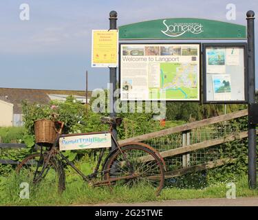 Parrett-Radweg bei Langport, Somerset Stockfoto