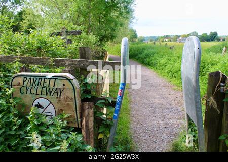 Parrett-Radweg bei Langport, Somerset Stockfoto