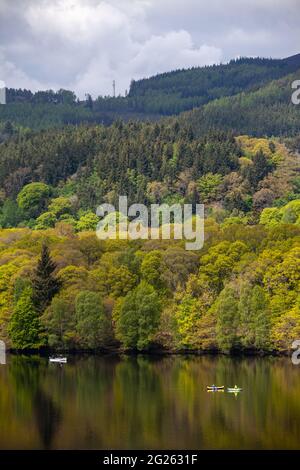 Wunderschöne Aussicht auf den Fluss Tummel (Loch Faskally) vom Fonab Castle, Pitlochry Stockfoto