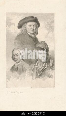 Porträts von Adam Silo, Jacobus Buys und Cornelis Pronk. Porträts der Künstler Adam Silo, Jacobus Buys und Cornelis Pronk. Stockfoto