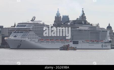 MSC Virtuoso Jungfernfahrt nach liverpool Stockfoto