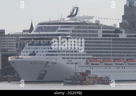 MSC Virtuoso Jungfernfahrt nach liverpool Stockfoto