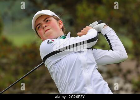 Troon, Großbritannien. Juni 2021. HULDA CLARA GESTSDOTTIR aus Island, die während der von der R und A. organisierten Frauen-Amateurmeisterschaften in Barassie Links, Troon, am 17. Abschlag teilnimmt. Quelle: Findlay/Alamy Live News Stockfoto