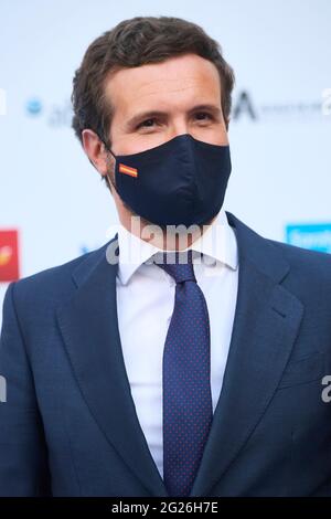 Alcala de Henares, Madrid, Spanien. Juni 2021. Pablo Casado besucht am 8. Juni 2021 den Parador de Alcala in Alcala de Henares, Spanien Credit: Jack Abuin/ZUMA Wire/Alamy Live News Stockfoto