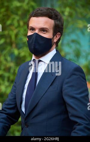 Alcala de Henares, Madrid, Spanien. Juni 2021. Pablo Casado besucht am 8. Juni 2021 den Parador de Alcala in Alcala de Henares, Spanien Credit: Jack Abuin/ZUMA Wire/Alamy Live News Stockfoto