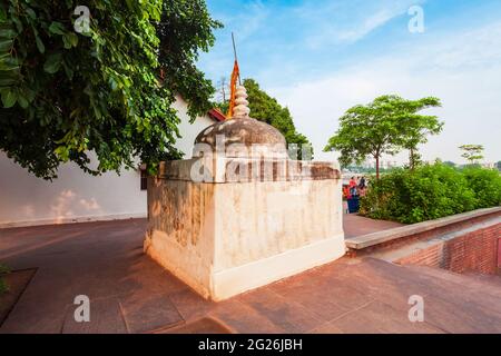 Stupa im Sabarmati Gandhi Ashram oder Harijan Ashram oder Satyagraha Ashram in Ahmedabad Stadt im indischen Bundesstaat Gujarat Stockfoto