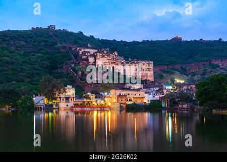 Der Garh Palace ist ein mittelalterlichen Palast in Bundi in Rajasthan, einem Bundesstaat in Indien Stockfoto