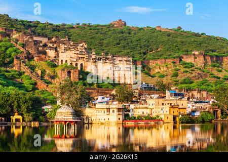 Der Garh Palace ist ein mittelalterlichen Palast in Bundi in Rajasthan, einem Bundesstaat in Indien Stockfoto