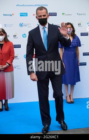 Alcala de Henares, Madrid, Spanien. Juni 2021. KÖNIG ALPEIUS VI. Von Spanien nimmt am Abendessen des Internationalen Forums für wirtschaftliche Expansion im Parador de Alcala Teil. Kredit: Jack Abuin/ZUMA Wire/Alamy Live Nachrichten Stockfoto