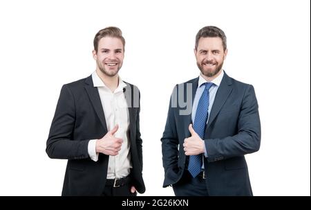 Ehrgeizige Kollegen Experten. Zwei Männer in formellen Anzug. Geschäftsleute isoliert auf weiß. Stockfoto