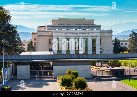 Büro der Vereinten Nationen in Genf oder Unog ist im Palais des Nations in Genf in der Schweiz Stockfoto