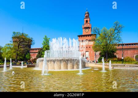 Sforza Schloss oder das Castello Sforzesco in Mailand Stadt im Norden von Italien. Stockfoto