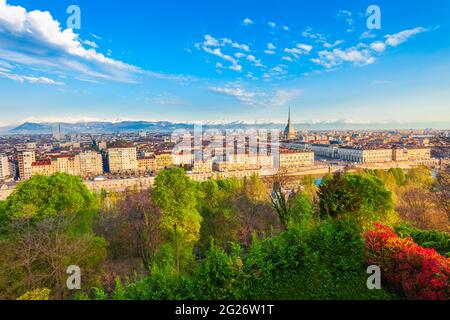 Turin Stadt Antenne Panoramaaussicht, Region Piemont in Italien Stockfoto