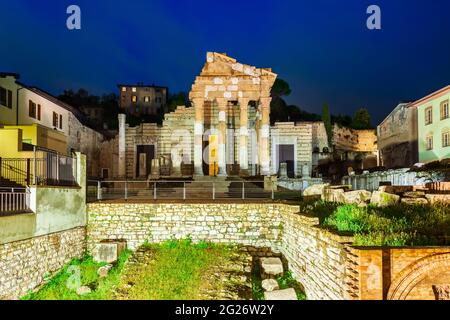 Das Capitolium im Forum Romanum liegt im Zentrum von Brescia Stadt im Norden von Italien. Stockfoto