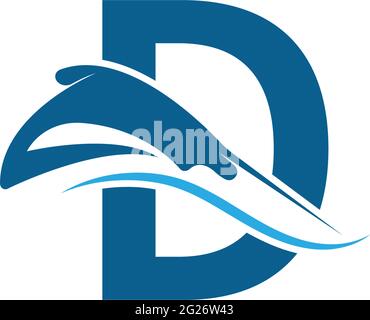 Buchstabe D mit einem Vektor für die Illustration der Schablone für das stingraue Symbol-Logo Stock Vektor