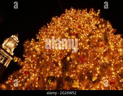 Quincy Market Weihnachtsbaum in Boston Stockfoto