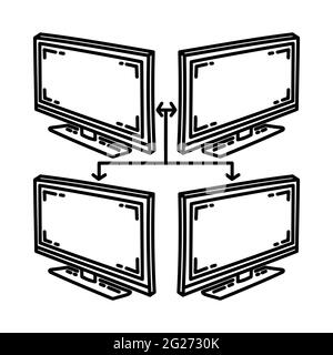 Corporate Network ist Teil des handgezeichneten Vektorsymbols für Broadcasting Device. Stock Vektor