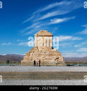 Grab von Cyrus dem Großen (6. Jahrhundert v. Chr.), UNESCO-Weltkulturerbe, Pasargadae, Fars Provinz, Iran. Stockfoto