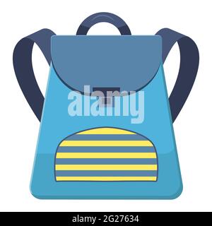 Farbiger Schulrucksack für Kinder im flachen Stil. Bildung, Studium zurück in die Schule, Rucksack. Isoliert auf weißem Hintergrund. Vektorgrafik. Stock Vektor