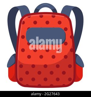 Farbiger Schulrucksack für Kinder im flachen Stil. Bildung, Studium zurück in die Schule, Rucksack. Isoliert auf weißem Hintergrund. Vektorgrafik. Stock Vektor