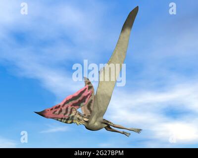 Thalassodromeus prähistorischer Vogel, der in blauem Himmel fliegt. Stockfoto