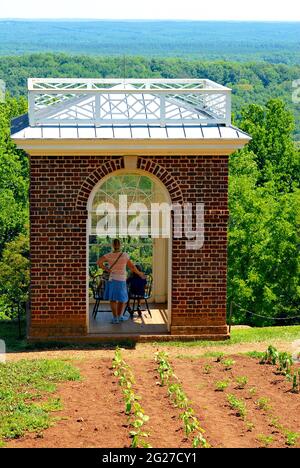 Der 'Gemüsegarten' in Monticello ist Teil des Anwesens von Thomas Jefferson, wo er eine Vielzahl von Gemüse anbaute, die noch heute dort angebaut wird. Stockfoto