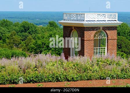 Der 'Gemüsegarten' in Monticello ist Teil des Anwesens von Thomas Jefferson, wo er eine Vielzahl von Gemüse anbaute, die noch heute dort angebaut wird. Stockfoto