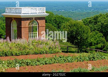 Der 'Gemüsegarten' in Monticello ist Teil des Anwesens von Thomas Jefferson, wo er eine Vielzahl von Gemüse anbaute, die noch heute dort angebaut wird. Stockfoto