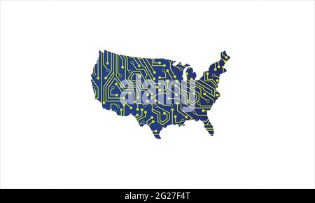 USA-Netzwerkkarte. Konzept für Vernetzung, Technologie und Verbindungen Stock Vektor