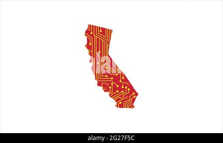 Kalifornien Land Karte Tech-Netzwerk Symbol Logo Design Illustration Symbol Stock Vektor