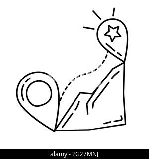Wandern Abenteuer Reise, Reisen, Camping. Handgezeichnete Icon-Design, Umriss schwarz, Doodle-Symbol, Vektor-Symbol. Stock Vektor