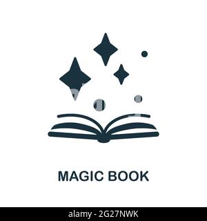 Symbol „Magic Book“. Monochromes einfaches Element aus der Wahrsagerkollektion. Creative Magic Book-Symbol für Webdesign, Vorlagen, Infografiken und mehr Stock Vektor